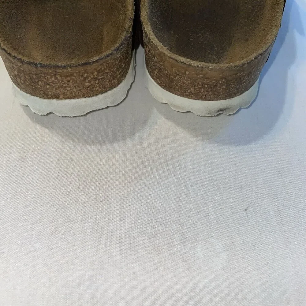 Birkenstocks Womens Footbed Sandals Size 5 M Pink Leather Buckle Cross Straps